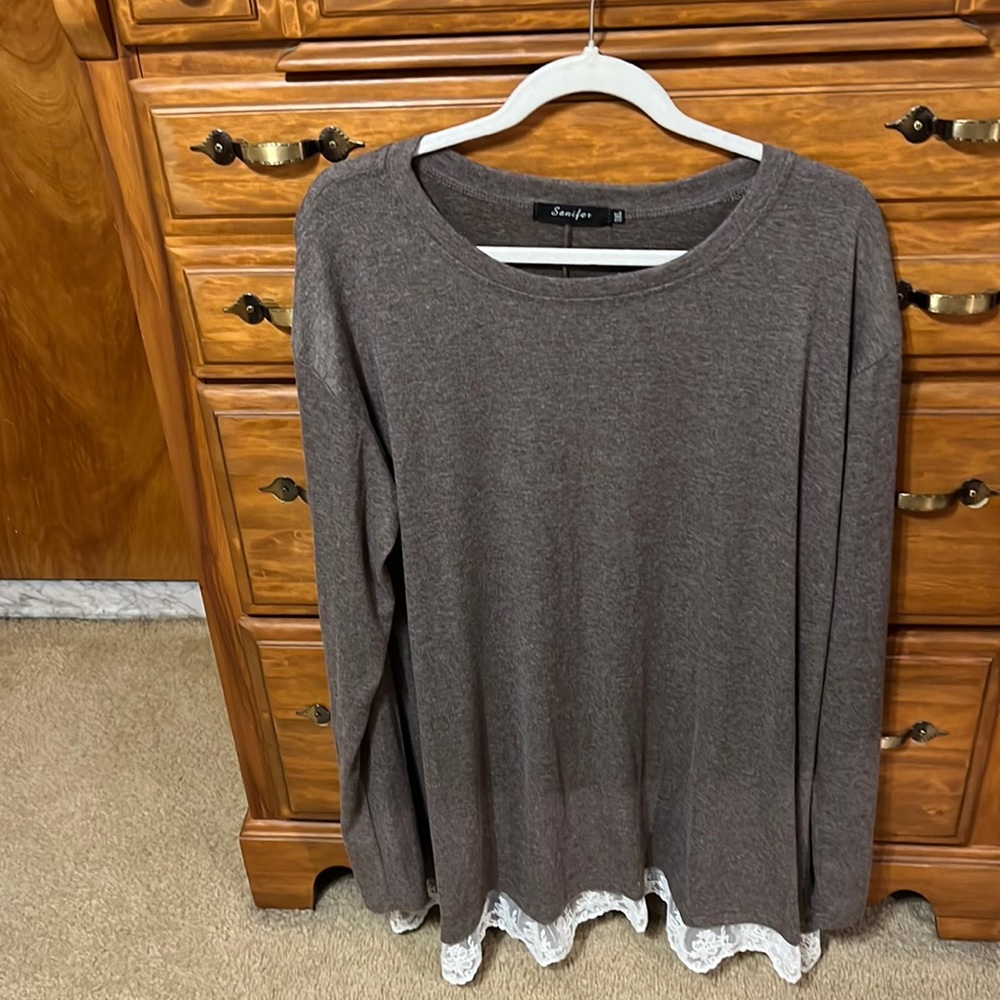 Plus size 3xl tunic round neck blouse coffee color